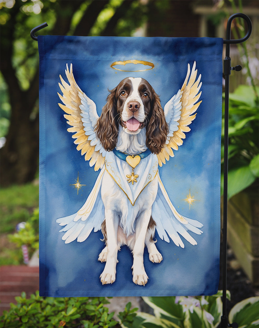 English Springer Spaniel My Angel Garden Flag Mailbox Decorative Yard Banner Outside Patio Artwork for Flower Beds, Garden Size, Multicolor