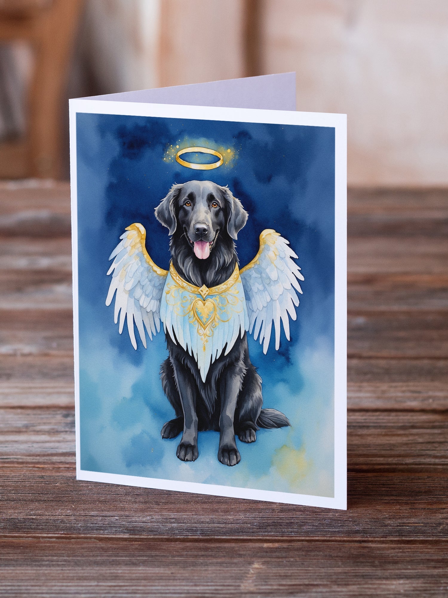 Flat-Coated Retriever My Angel Greeting Cards Pack of 8 Blank Cards with Envelopes Whimsical A7 Size 5x7