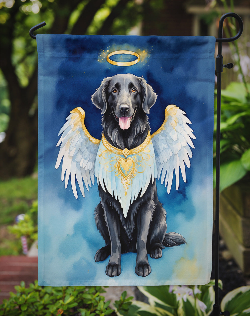 Flat-Coated Retriever My Angel Garden Flag Mailbox Decorative Yard Banner Outside Patio Artwork for Flower Beds, Garden Size, Multicolor