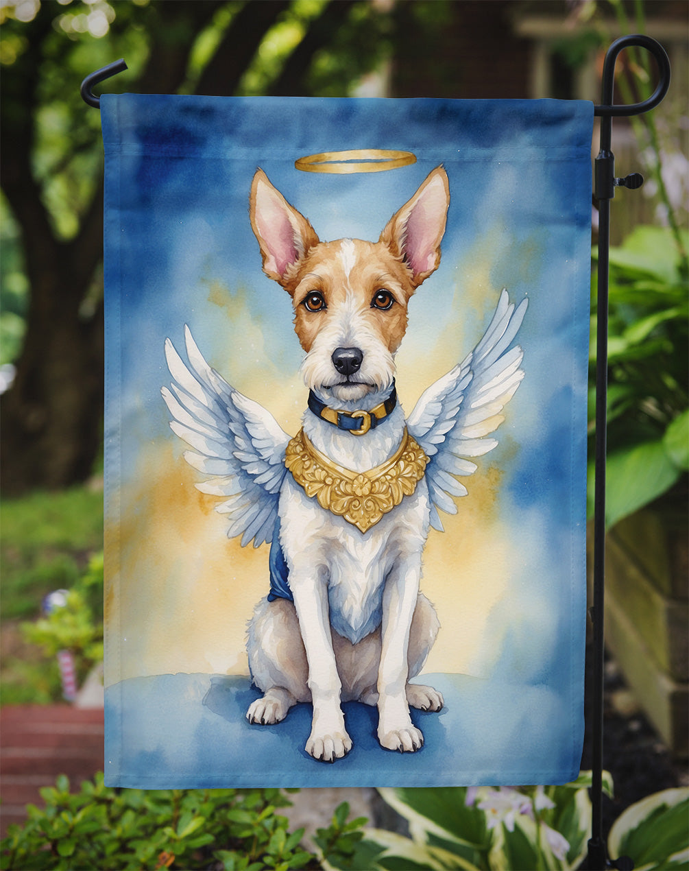 Fox Terrier My Angel Garden Flag Mailbox Decorative Yard Banner Outside Patio Artwork for Flower Beds, Garden Size, Multicolor
