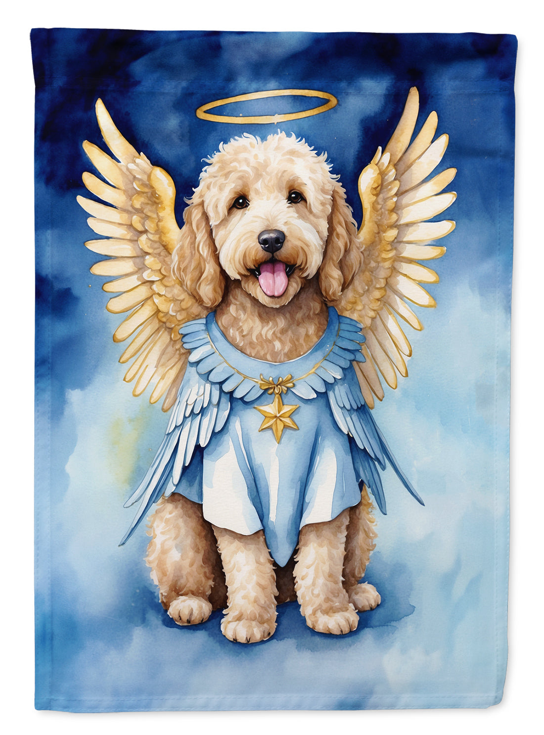 Goldendoodle My Angel House Flag 28x40 Porch Sleeve Pole Decorative Outside Yard Banner Artwork Wall Hanging, Polyester