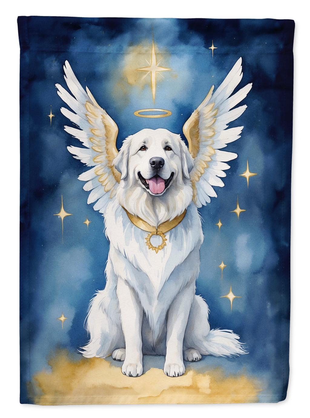 Great Pyrenees My Angel House Flag 28x40 Porch Sleeve Pole Decorative Outside Yard Banner Artwork Wall Hanging, Polyester