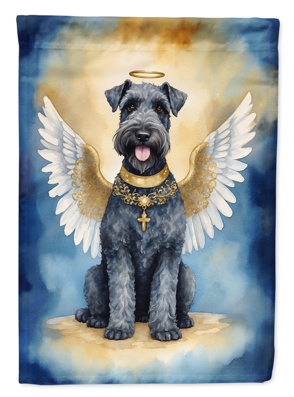 Kerry Blue Terrier My Angel House Flag 28x40 Porch Sleeve Pole Decorative Outside Yard Banner Artwork Wall Hanging, Polyester