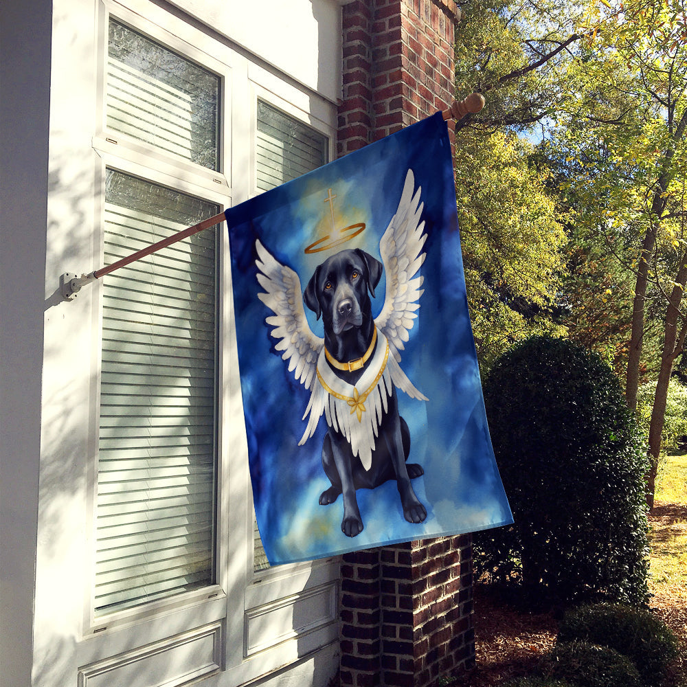 Black Labrador Retriever My Angel House Flag 28x40 Porch Sleeve Pole Decorative Outside Yard Banner Artwork Wall Hanging, Polyester