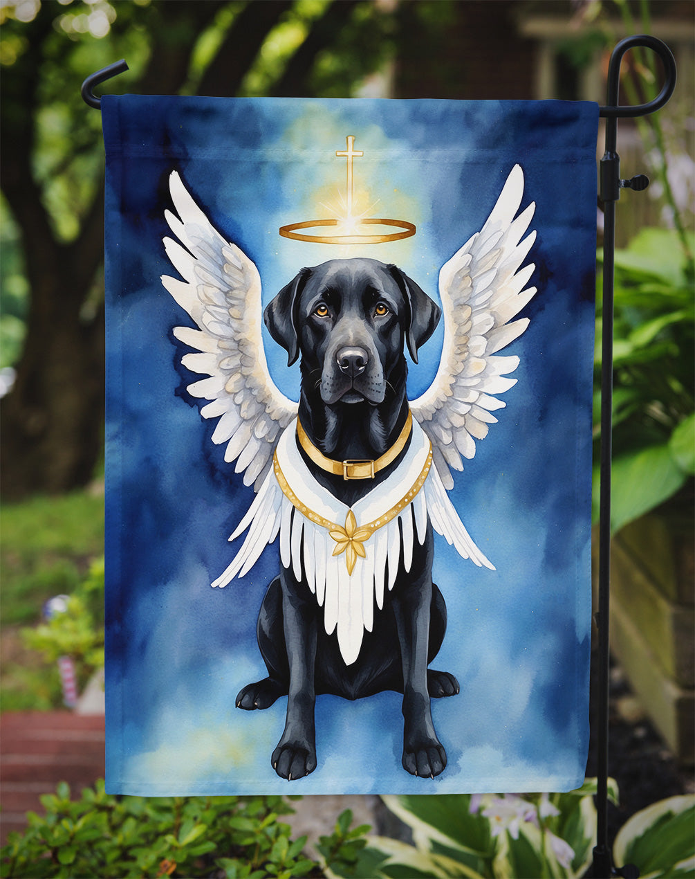 Black Labrador Retriever My Angel Garden Flag Mailbox Decorative Yard Banner Outside Patio Artwork for Flower Beds, Garden Size, Multicolor