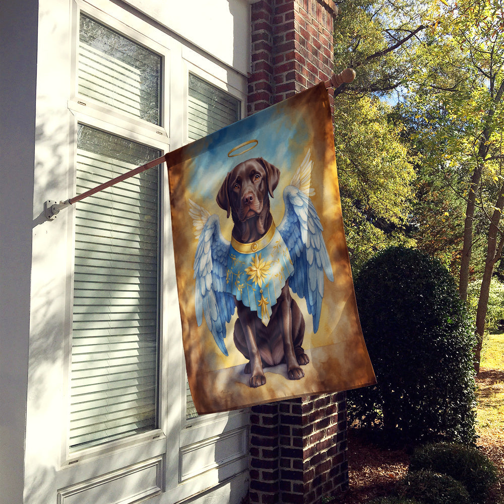 Chocolate Labrador Retriever My Angel House Flag 28x40 Porch Sleeve Pole Decorative Outside Yard Banner Artwork Wall Hanging, Polyester