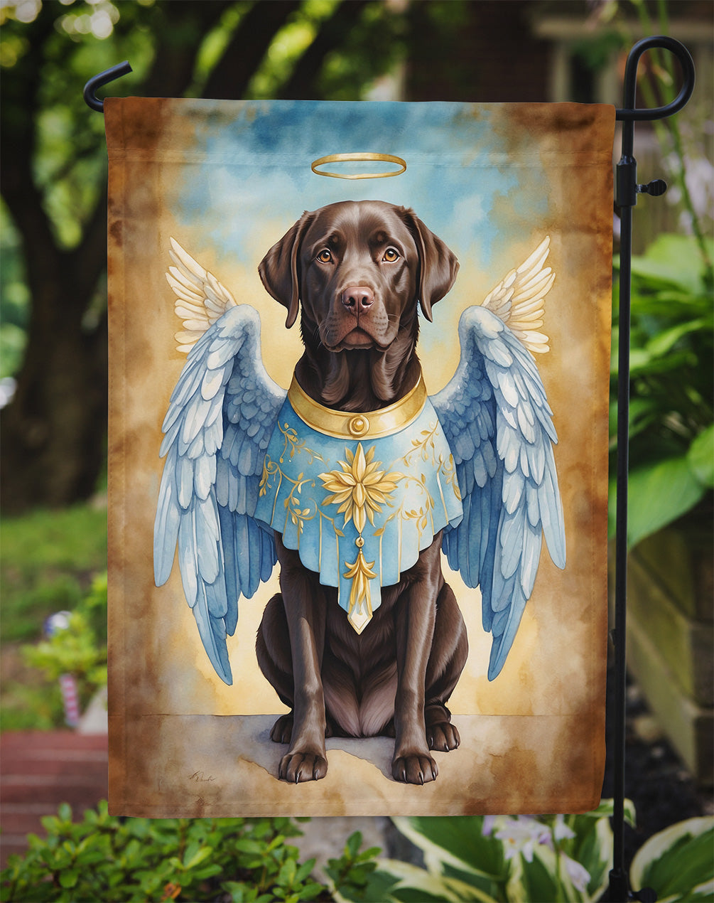 Chocolate Labrador Retriever My Angel Garden Flag Mailbox Decorative Yard Banner Outside Patio Artwork for Flower Beds, Garden Size, Multicolor