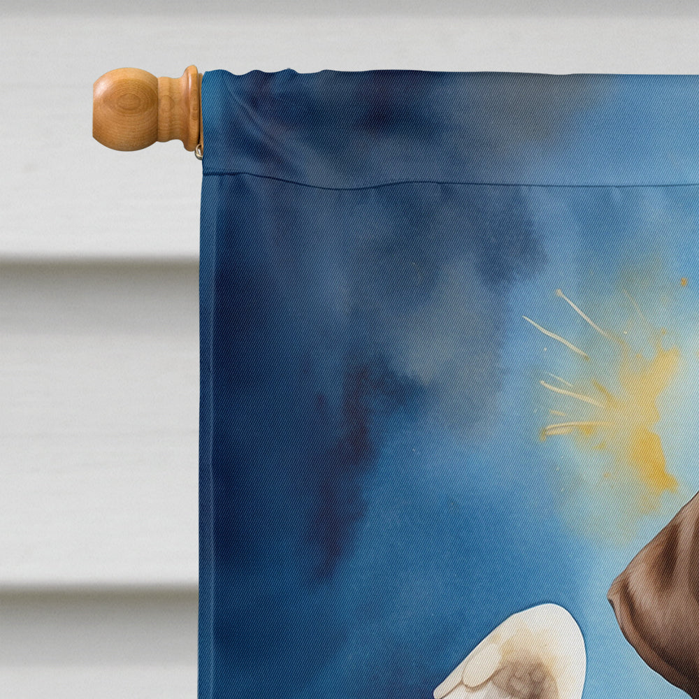 Chocolate Labrador Retriever My Angel House Flag 28x40 Porch Sleeve Pole Decorative Outside Yard Banner Artwork Wall Hanging, Polyester