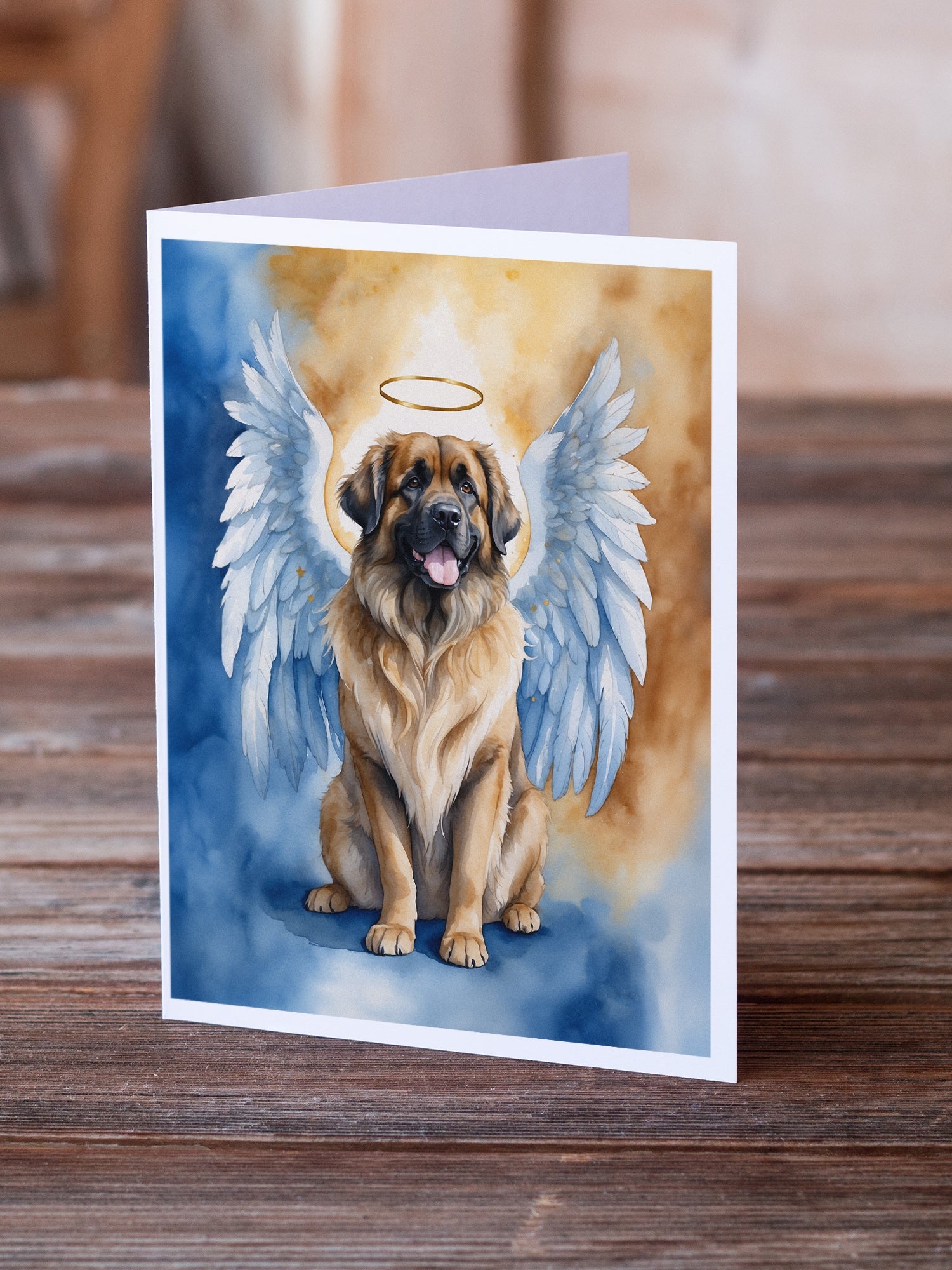 Leonberger My Angel Greeting Cards Pack of 8 Blank Cards with Envelopes Whimsical A7 Size 5x7