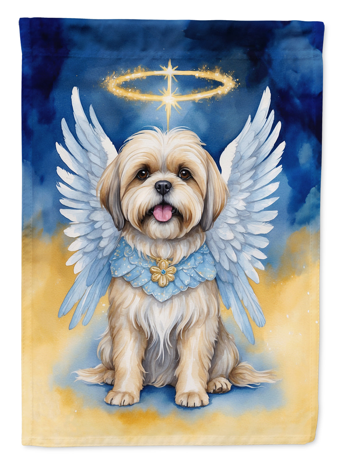 Lhasa Apso My Angel House Flag 28x40 Porch Sleeve Pole Decorative Outside Yard Banner Artwork Wall Hanging, Polyester