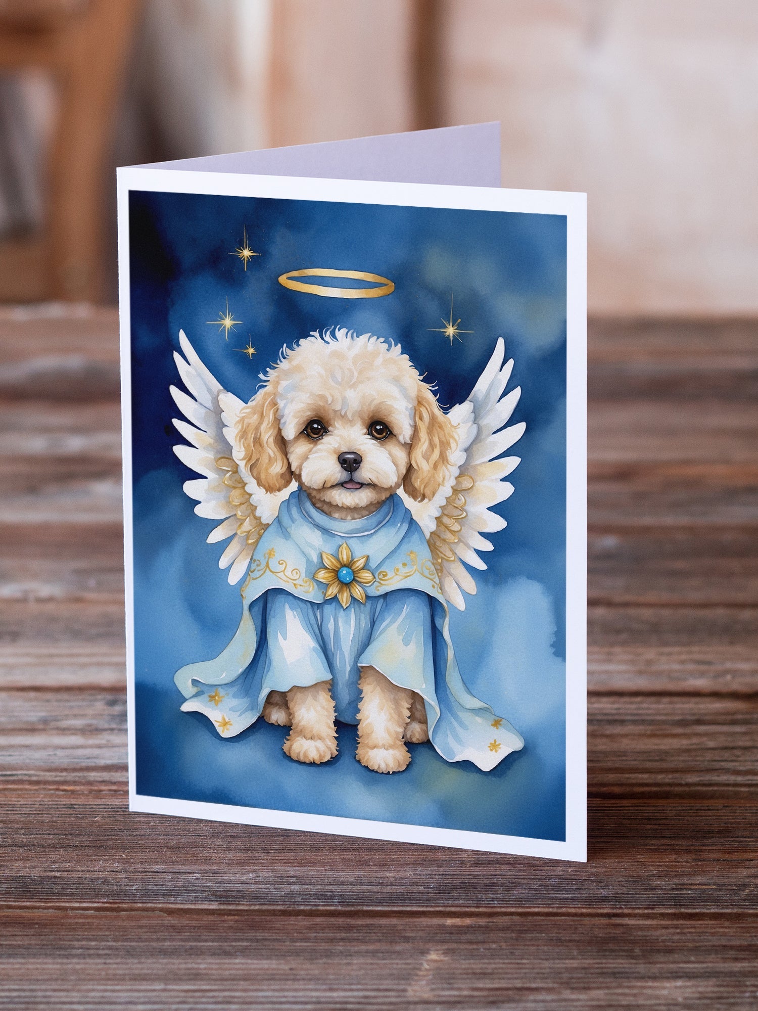 Maltipoo My Angel Greeting Cards Pack of 8 Blank Cards with Envelopes Whimsical A7 Size 5x7