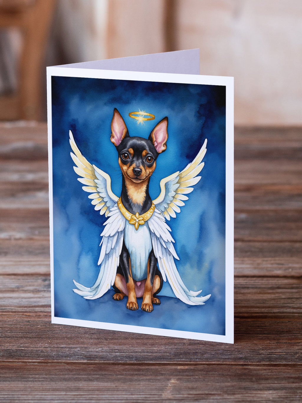 Miniature Pinscher My Angel Greeting Cards Pack of 8 Blank Cards with Envelopes Whimsical A7 Size 5x7
