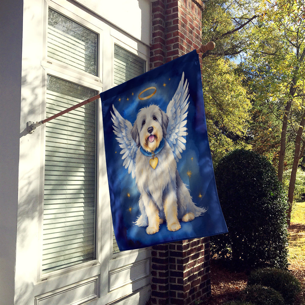 Old English Sheepdog My Angel House Flag 28x40 Porch Sleeve Pole Decorative Outside Yard Banner Artwork Wall Hanging, Polyester
