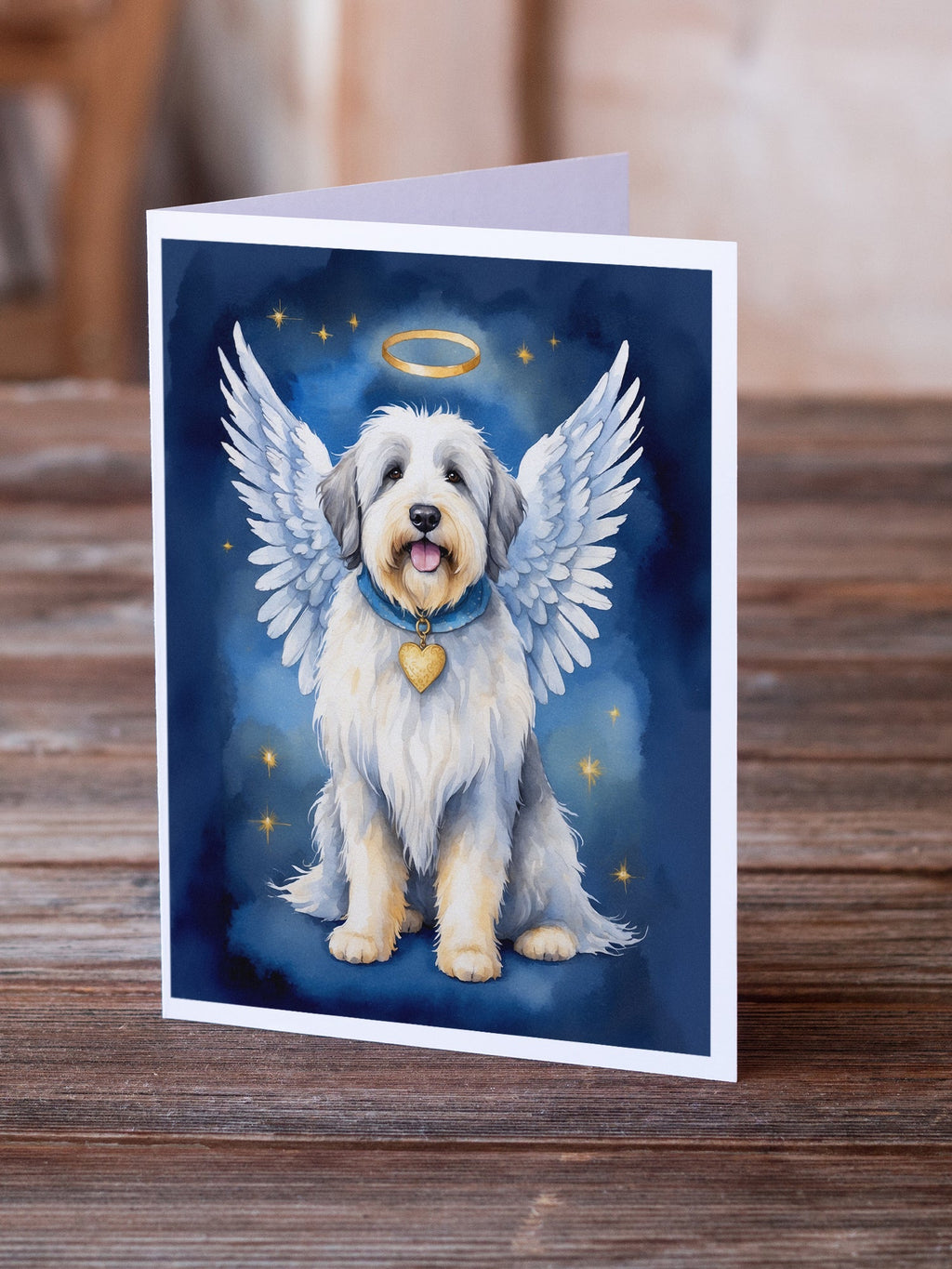 Old English Sheepdog My Angel Greeting Cards Pack of 8 Blank Cards with Envelopes Whimsical A7 Size 5x7