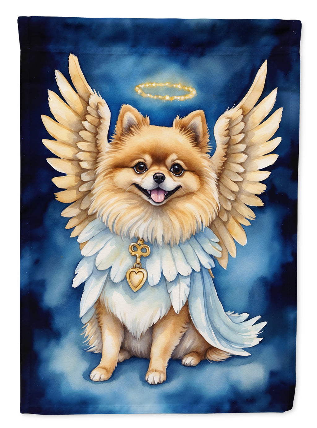 Pomeranian My Angel House Flag 28x40 Porch Sleeve Pole Decorative Outside Yard Banner Artwork Wall Hanging, Polyester