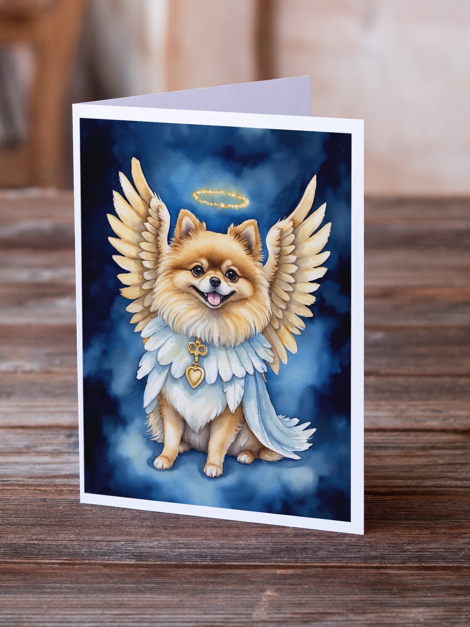 Pomeranian My Angel Greeting Cards Pack of 8 Blank Cards with Envelopes Whimsical A7 Size 5x7