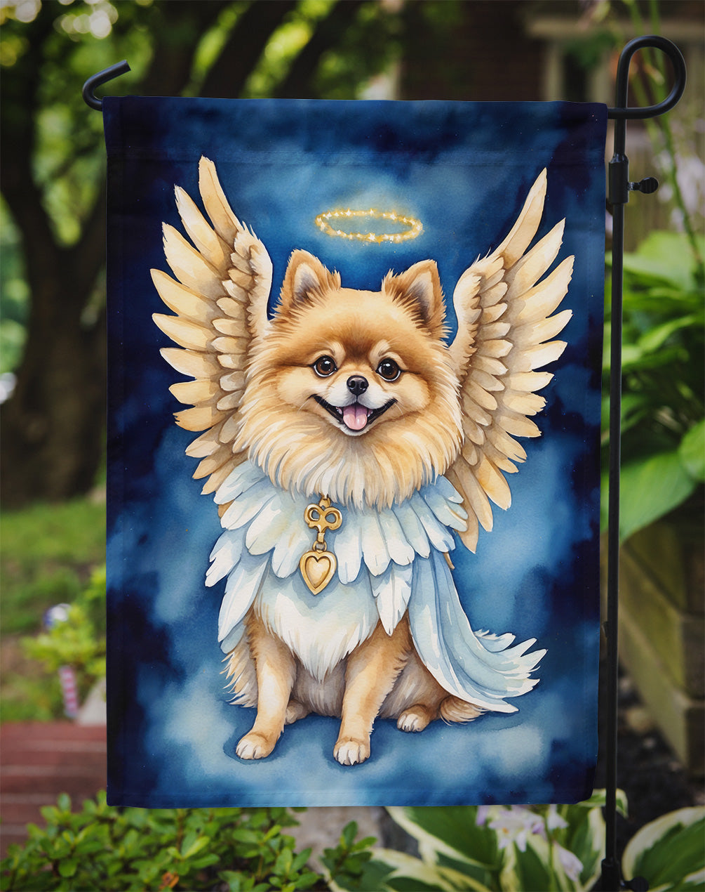 Pomeranian My Angel Garden Flag Mailbox Decorative Yard Banner Outside Patio Artwork for Flower Beds, Garden Size, Multicolor