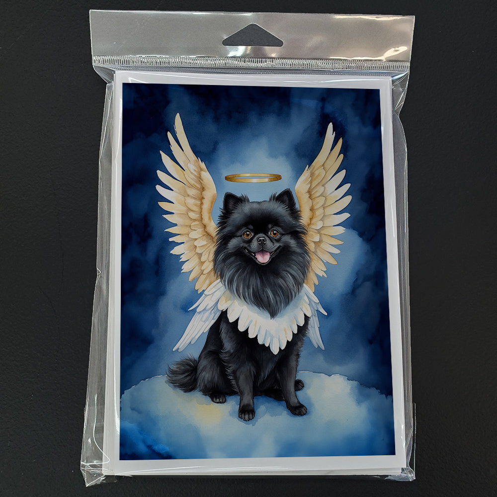 Black Pomeranian My Angel Greeting Cards Pack of 8 Blank Cards with Envelopes Whimsical A7 Size 5x7