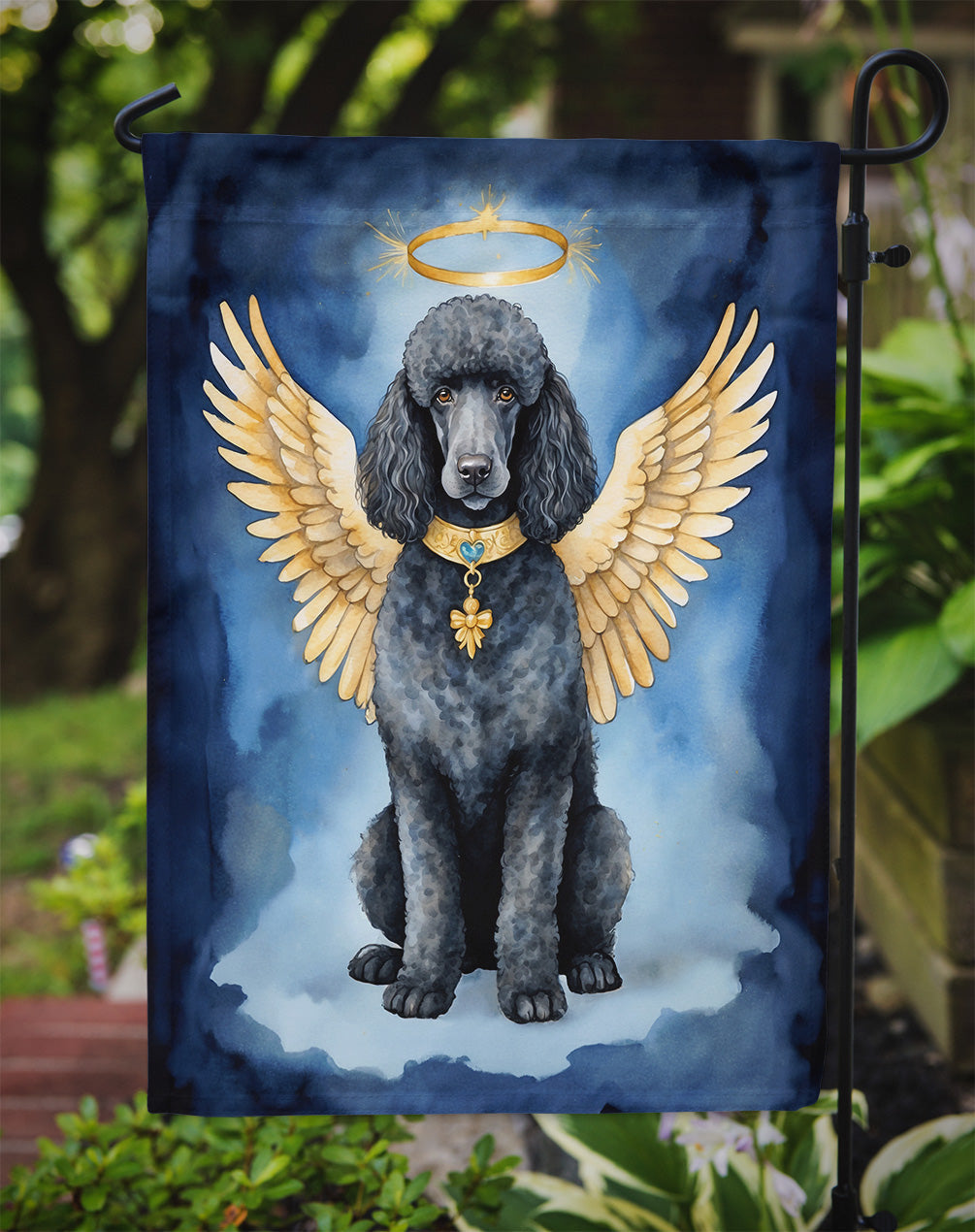 Black Poodle My Angel Garden Flag Mailbox Decorative Yard Banner Outside Patio Artwork for Flower Beds, Garden Size, Multicolor