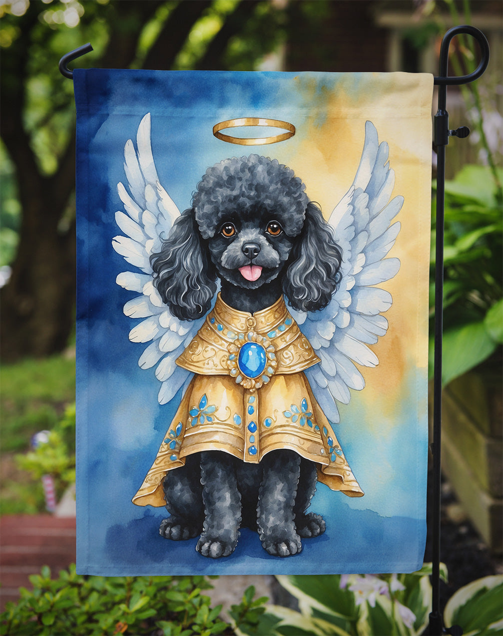 Black Poodle My Angel Garden Flag Mailbox Decorative Yard Banner Outside Patio Artwork for Flower Beds, Garden Size, Multicolor