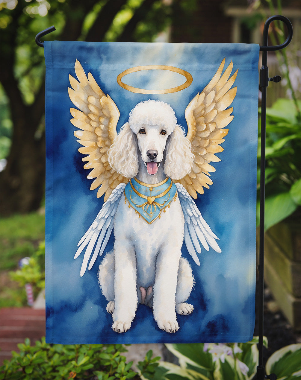 White Poodle My Angel Garden Flag Mailbox Decorative Yard Banner Outside Patio Artwork for Flower Beds, Garden Size, Multicolor