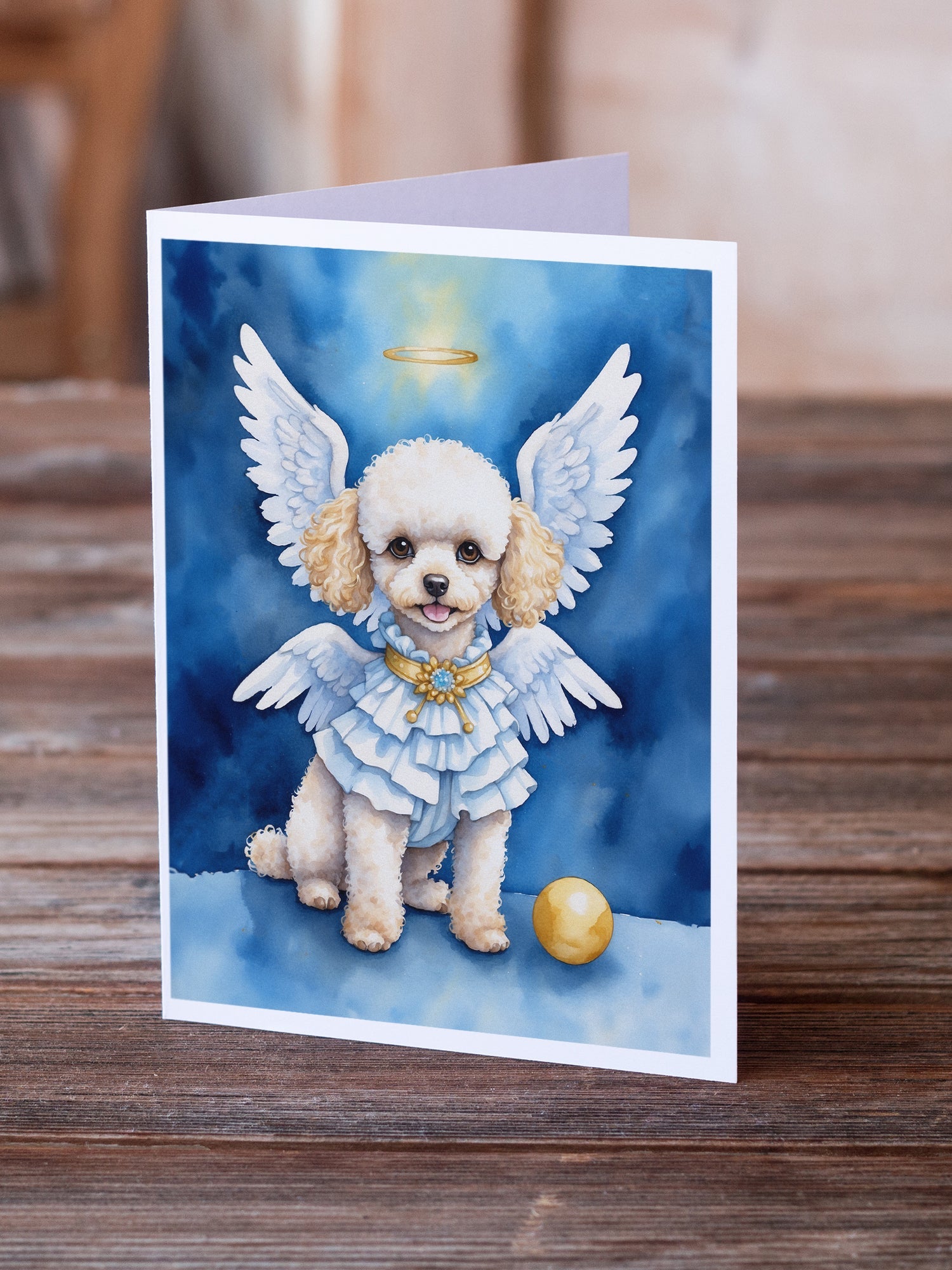 Poodle My Angel Greeting Cards Pack of 8 Blank Cards with Envelopes Whimsical A7 Size 5x7
