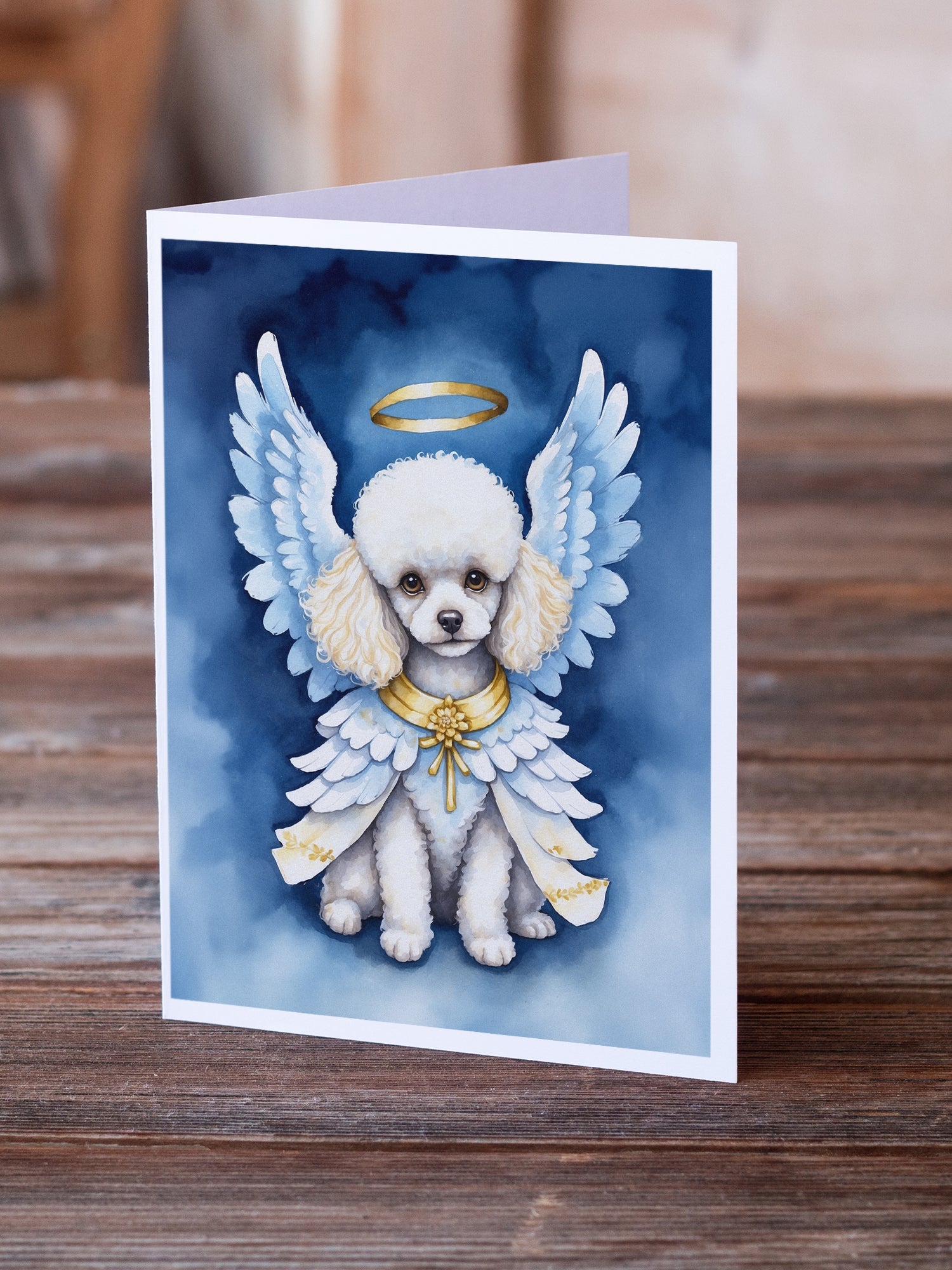 White Poodle My Angel Greeting Cards Pack of 8 Blank Cards with Envelopes Whimsical A7 Size 5x7