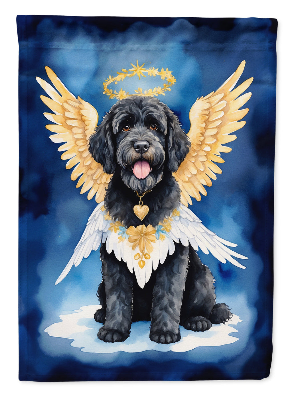 Portuguese Water Dog My Angel House Flag 28x40 Porch Sleeve Pole Decorative Outside Yard Banner Artwork Wall Hanging, Polyester
