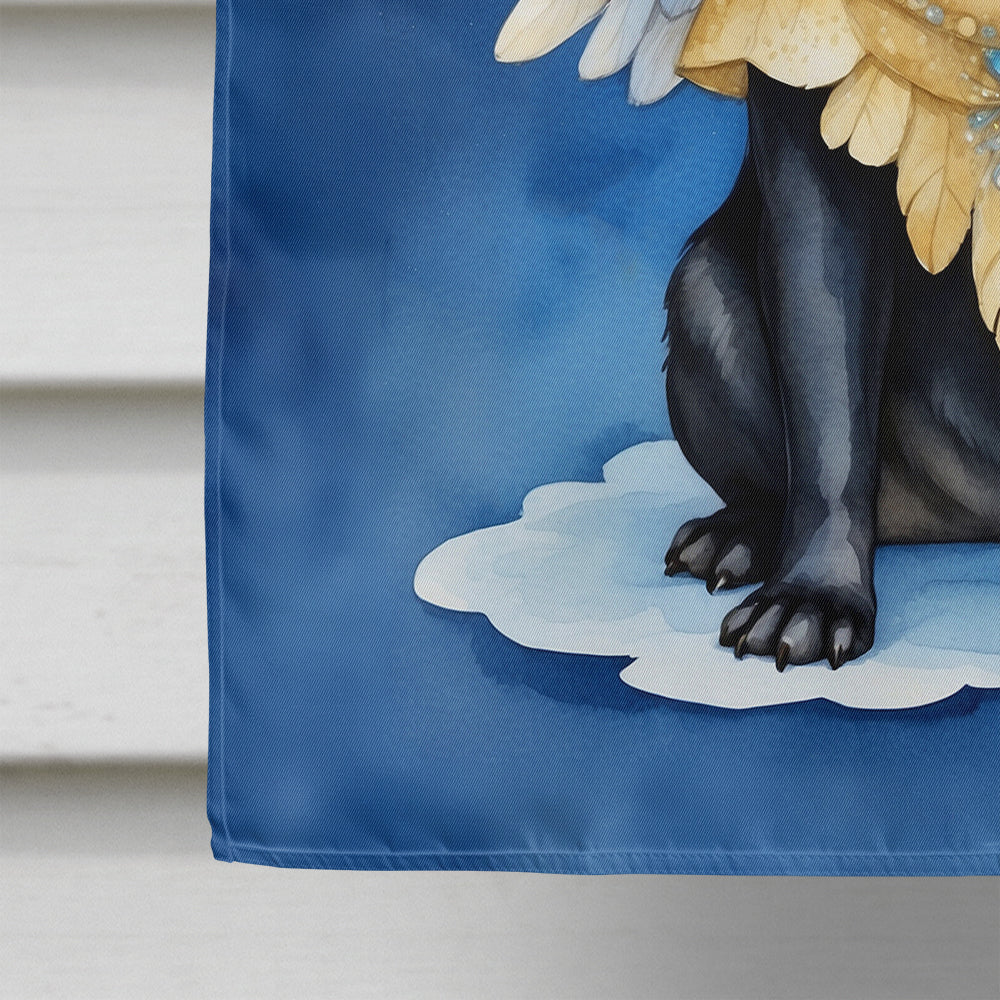 Black Pug My Angel House Flag 28x40 Porch Sleeve Pole Decorative Outside Yard Banner Artwork Wall Hanging, Polyester
