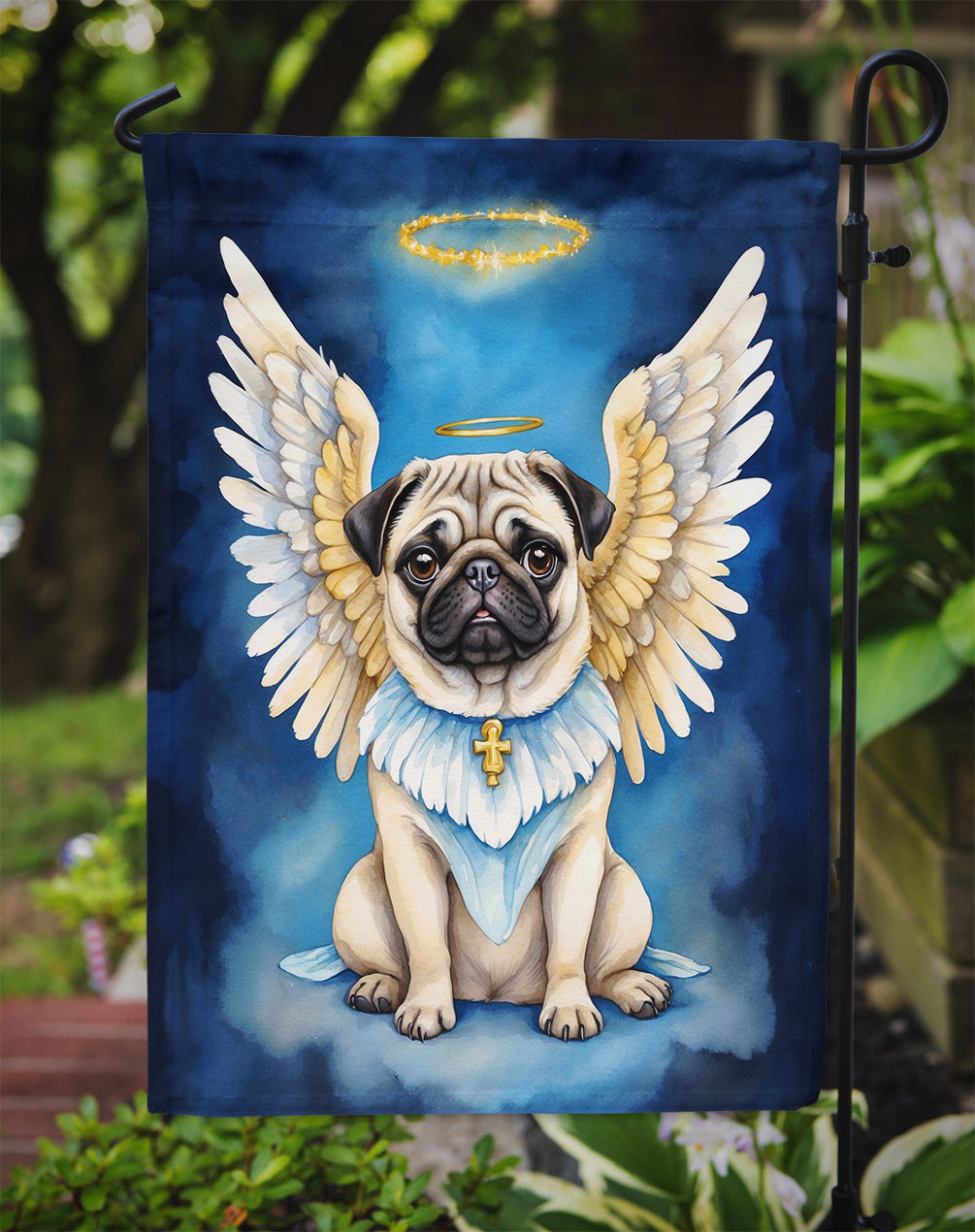 Pug My Angel Garden Flag Mailbox Decorative Yard Banner Outside Patio Artwork for Flower Beds, Garden Size, Multicolor
