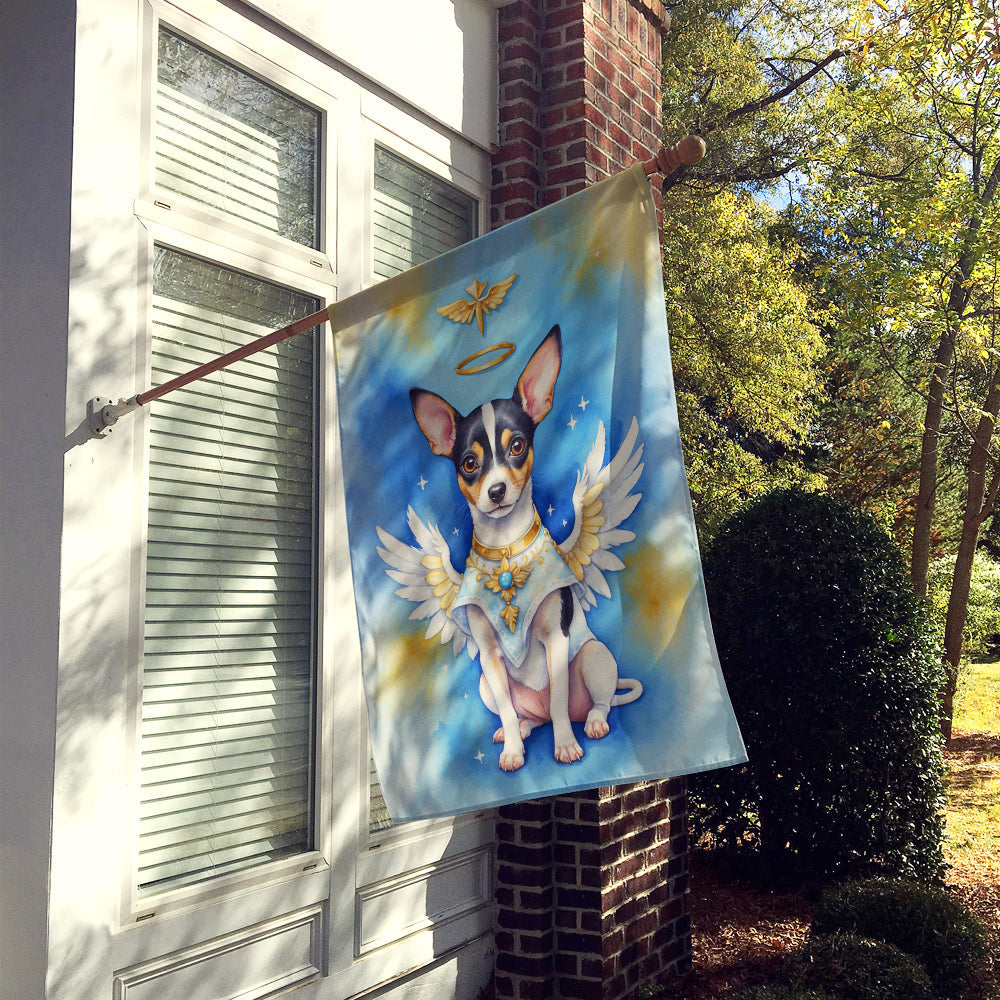 Rat Terrier My Angel House Flag 28x40 Porch Sleeve Pole Decorative Outside Yard Banner Artwork Wall Hanging, Polyester
