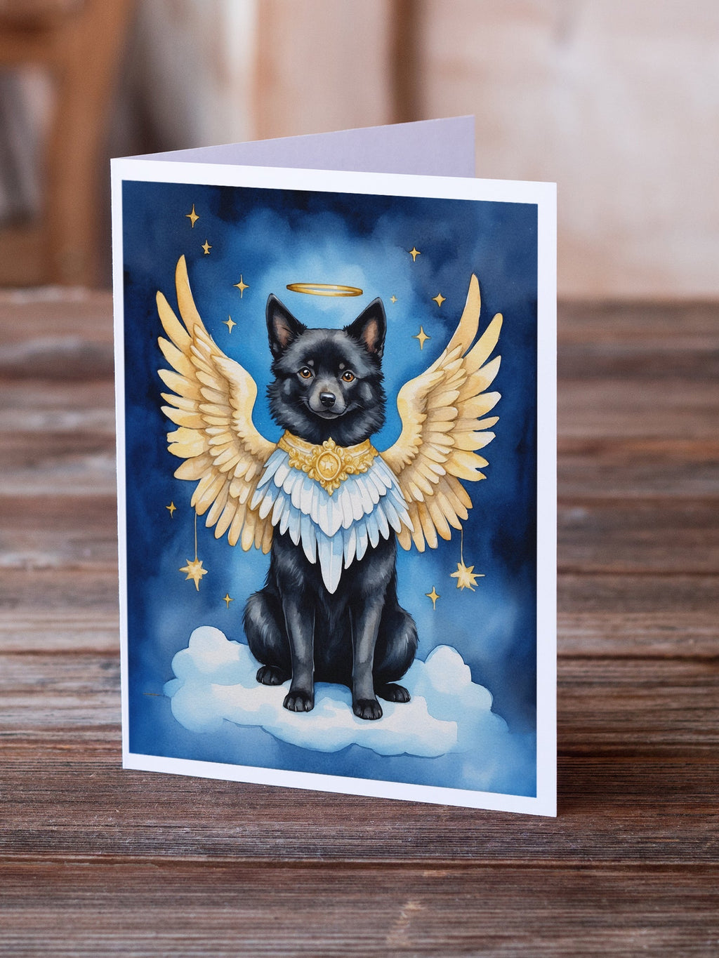 Schipperke My Angel Greeting Cards Pack of 8 Blank Cards with Envelopes Whimsical A7 Size 5x7
