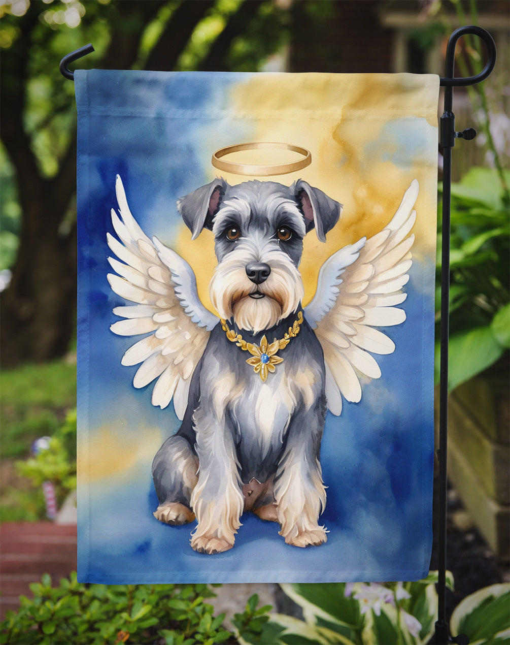 Schnauzer My Angel Garden Flag Mailbox Decorative Yard Banner Outside Patio Artwork for Flower Beds, Garden Size, Multicolor