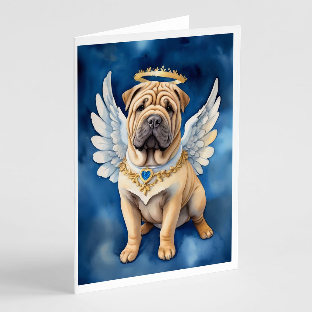 Shar Pei My Angel Greeting Cards Pack of 8 Blank Cards with Envelopes Whimsical A7 Size 5x7