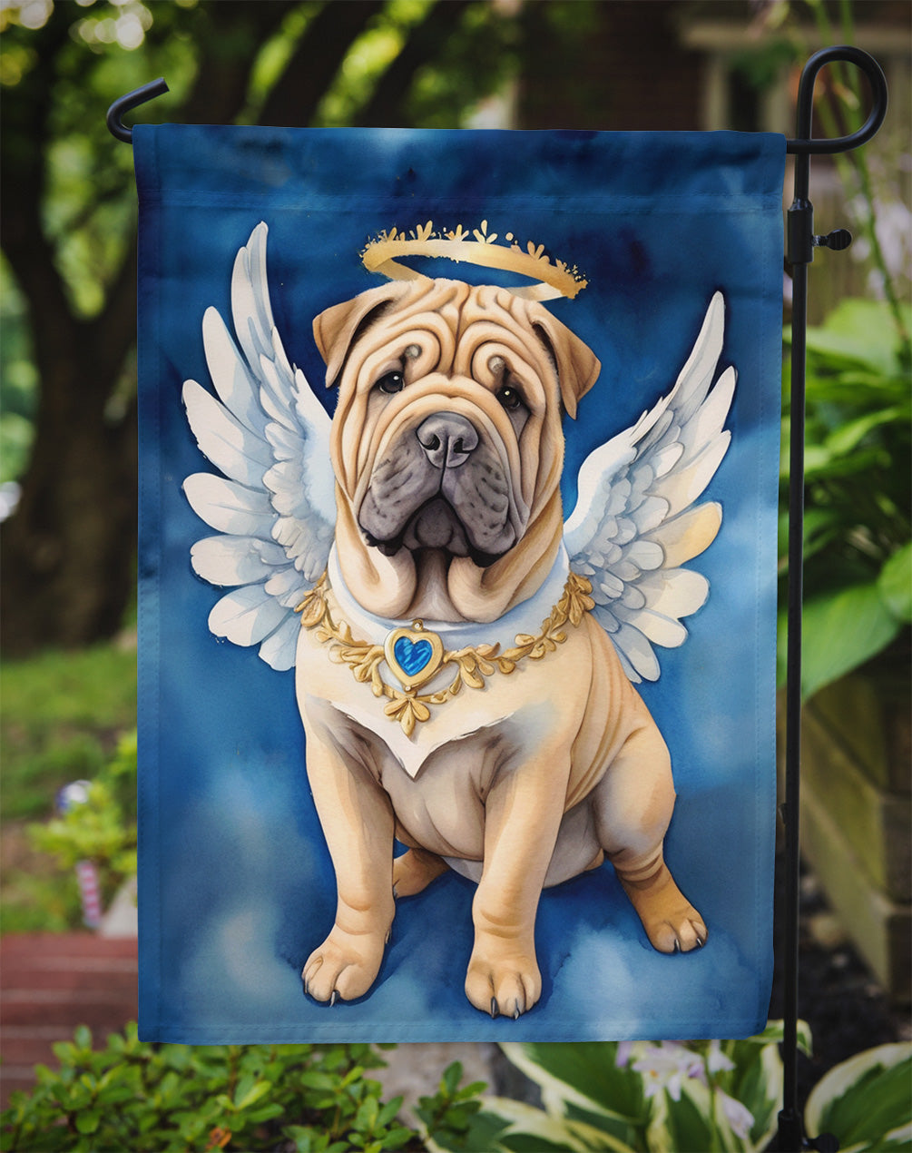 Shar Pei My Angel Garden Flag Mailbox Decorative Yard Banner Outside Patio Artwork for Flower Beds, Garden Size, Multicolor