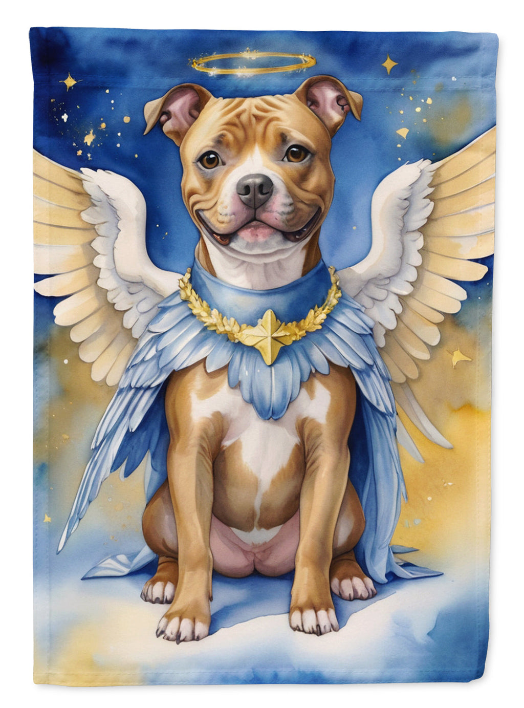 Staffordshire Bull Terrier My Angel House Flag 28x40 Porch Sleeve Pole Decorative Outside Yard Banner Artwork Wall Hanging, Polyester