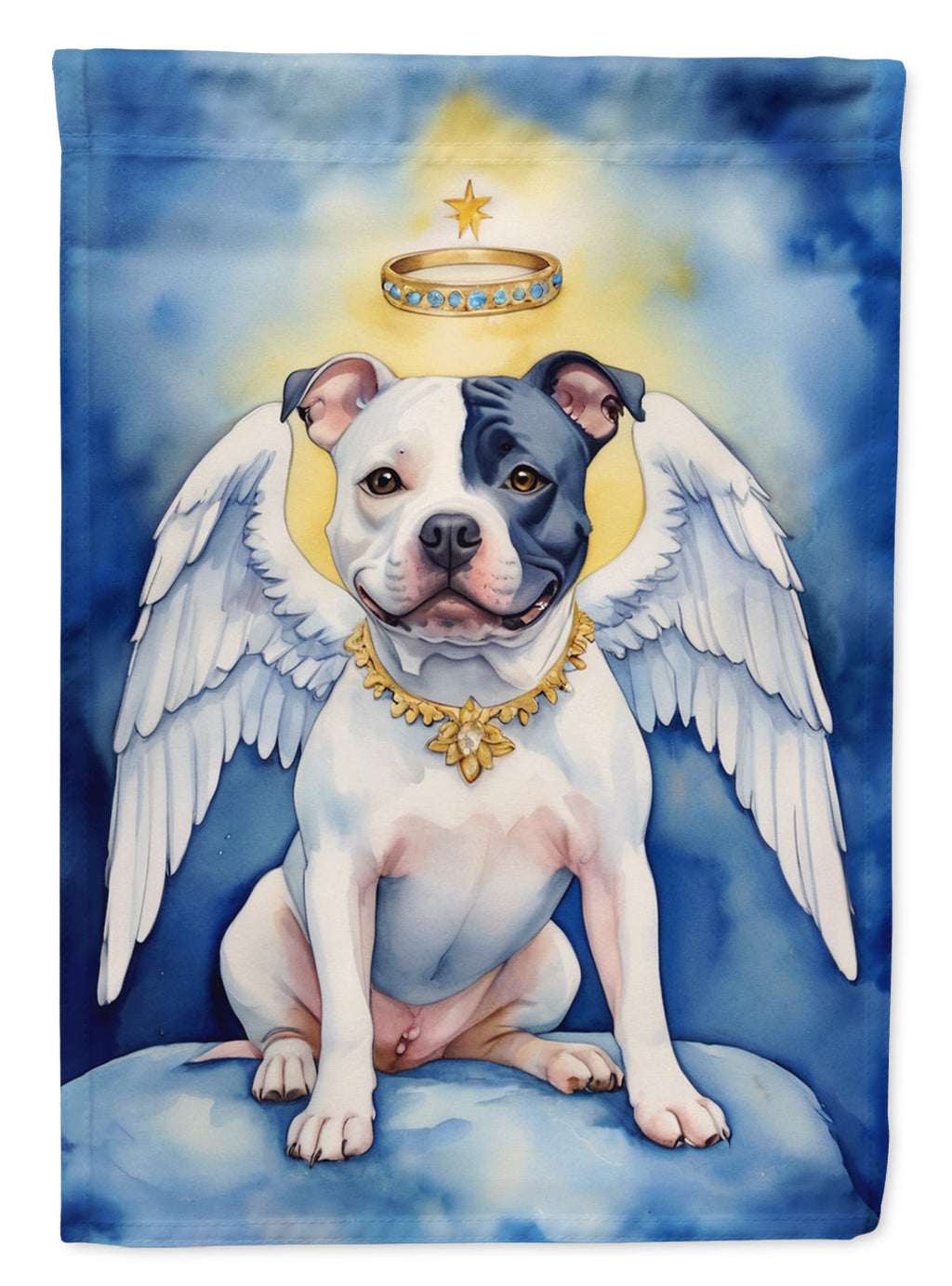 Staffordshire Bull Terrier My Angel House Flag 28x40 Porch Sleeve Pole Decorative Outside Yard Banner Artwork Wall Hanging, Polyester