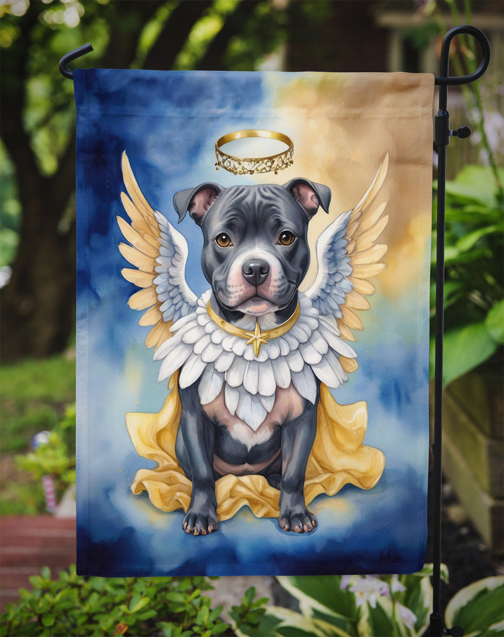 Staffordshire Bull Terrier My Angel Garden Flag Mailbox Decorative Yard Banner Outside Patio Artwork for Flower Beds, Garden Size, Multicolor