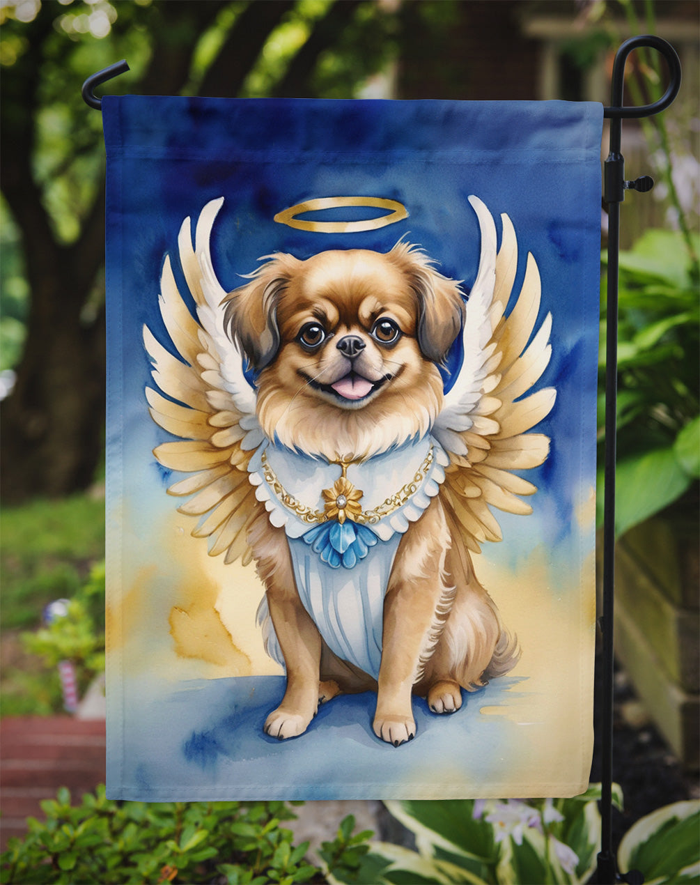 Tibetan Spaniel My Angel Garden Flag Mailbox Decorative Yard Banner Outside Patio Artwork for Flower Beds, Garden Size, Multicolor
