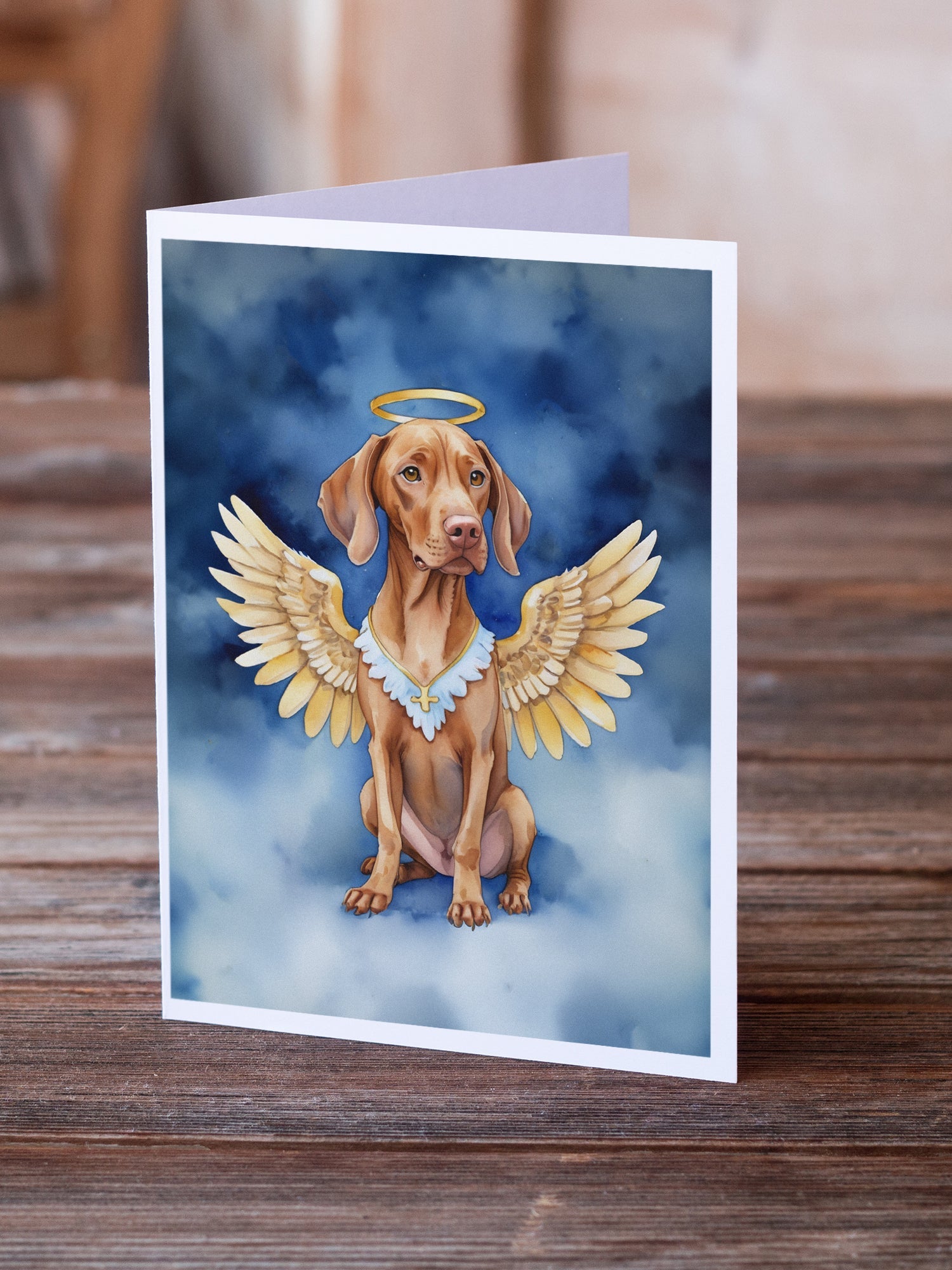 Vizsla My Angel Greeting Cards Pack of 8 Blank Cards with Envelopes Whimsical A7 Size 5x7