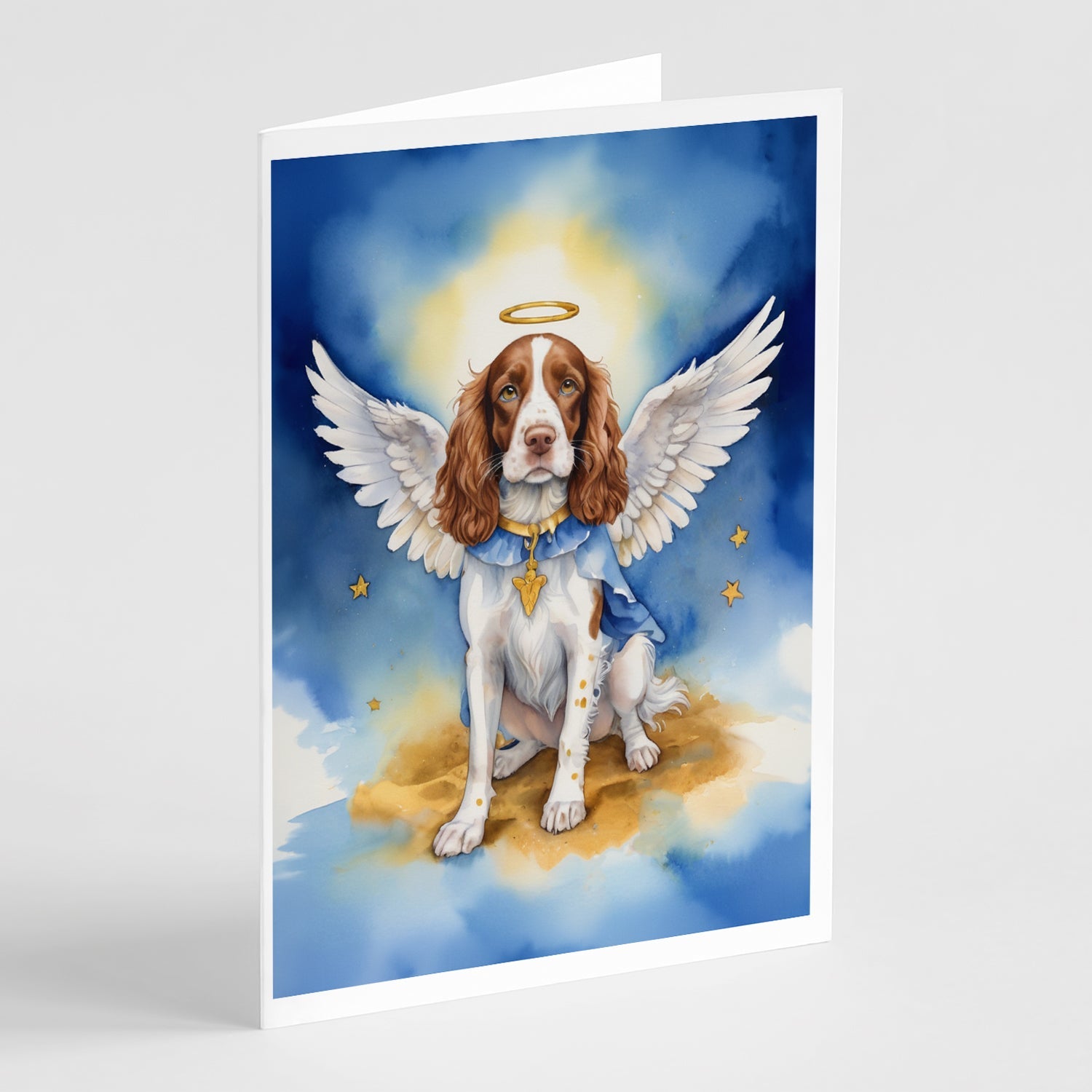 Welsh Springer Spaniel My Angel Greeting Cards Pack of 8 Blank Cards with Envelopes Whimsical A7 Size 5x7