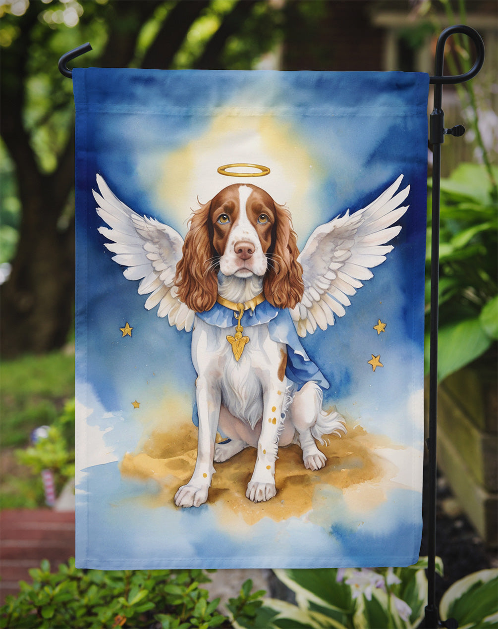 Welsh Springer Spaniel My Angel Garden Flag Mailbox Decorative Yard Banner Outside Patio Artwork for Flower Beds, Garden Size, Multicolor