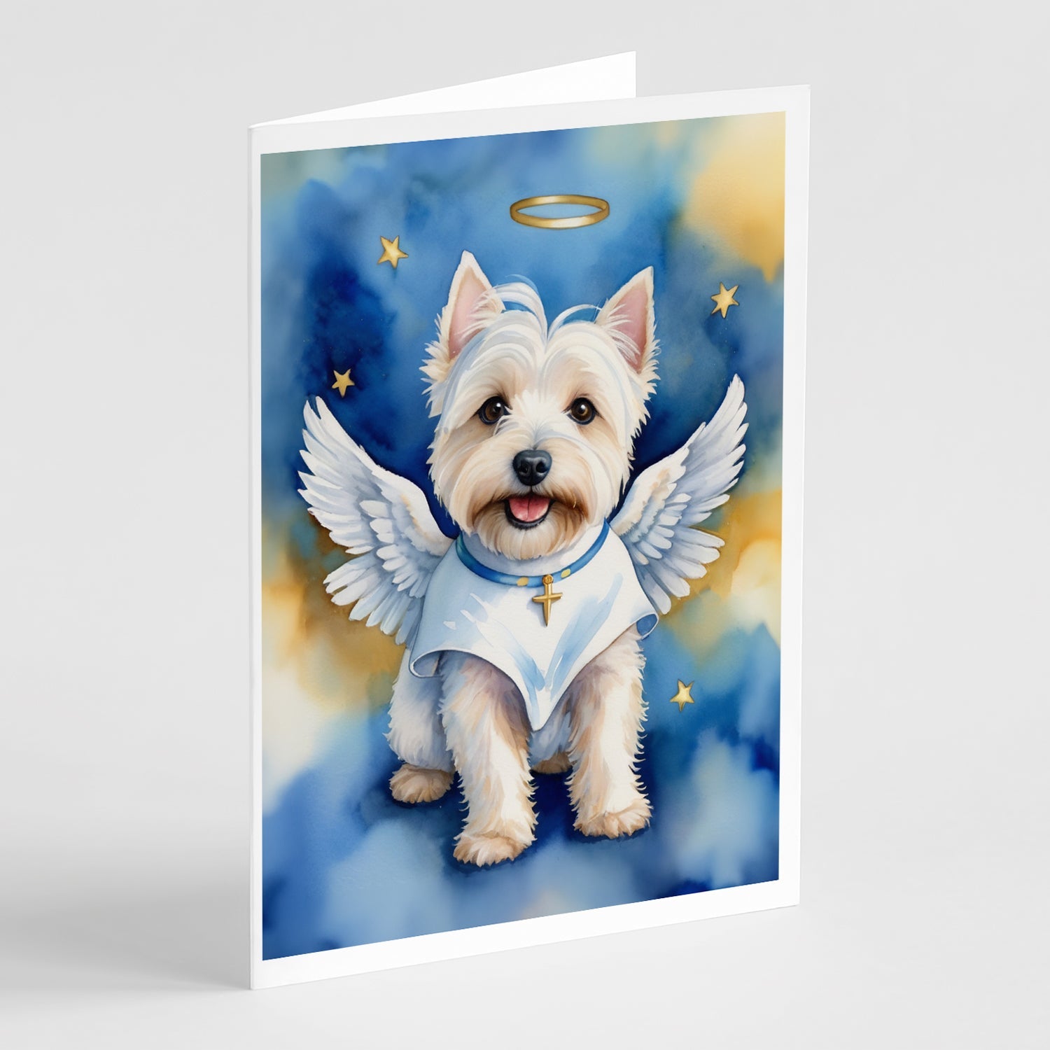 Westie My Angel Greeting Cards Pack of 8 Blank Cards with Envelopes Whimsical A7 Size 5x7