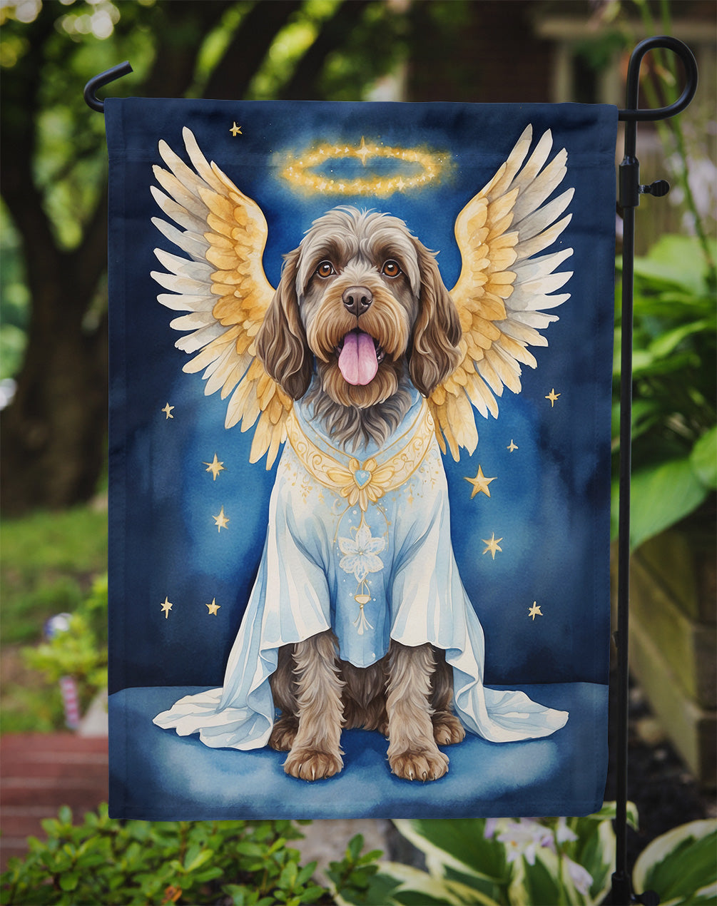 Wirehaired Pointing Griffon My Angel Garden Flag Mailbox Decorative Yard Banner Outside Patio Artwork for Flower Beds, Garden Size, Multicolor