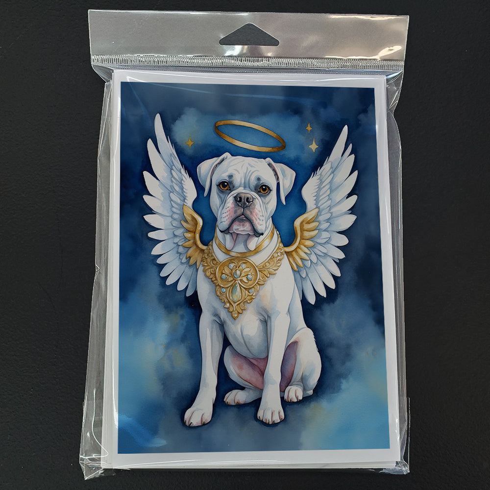 White Boxer My Angel Greeting Cards Pack of 8 Blank Cards with Envelopes Whimsical A7 Size 5x7