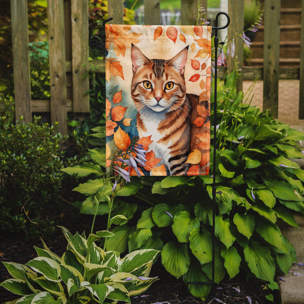 Aegean Cat in Fall Leaves Garden Flag Mailbox Decorative Yard Banner Outside Patio Artwork for Flower Beds, Garden Size, Multicolor