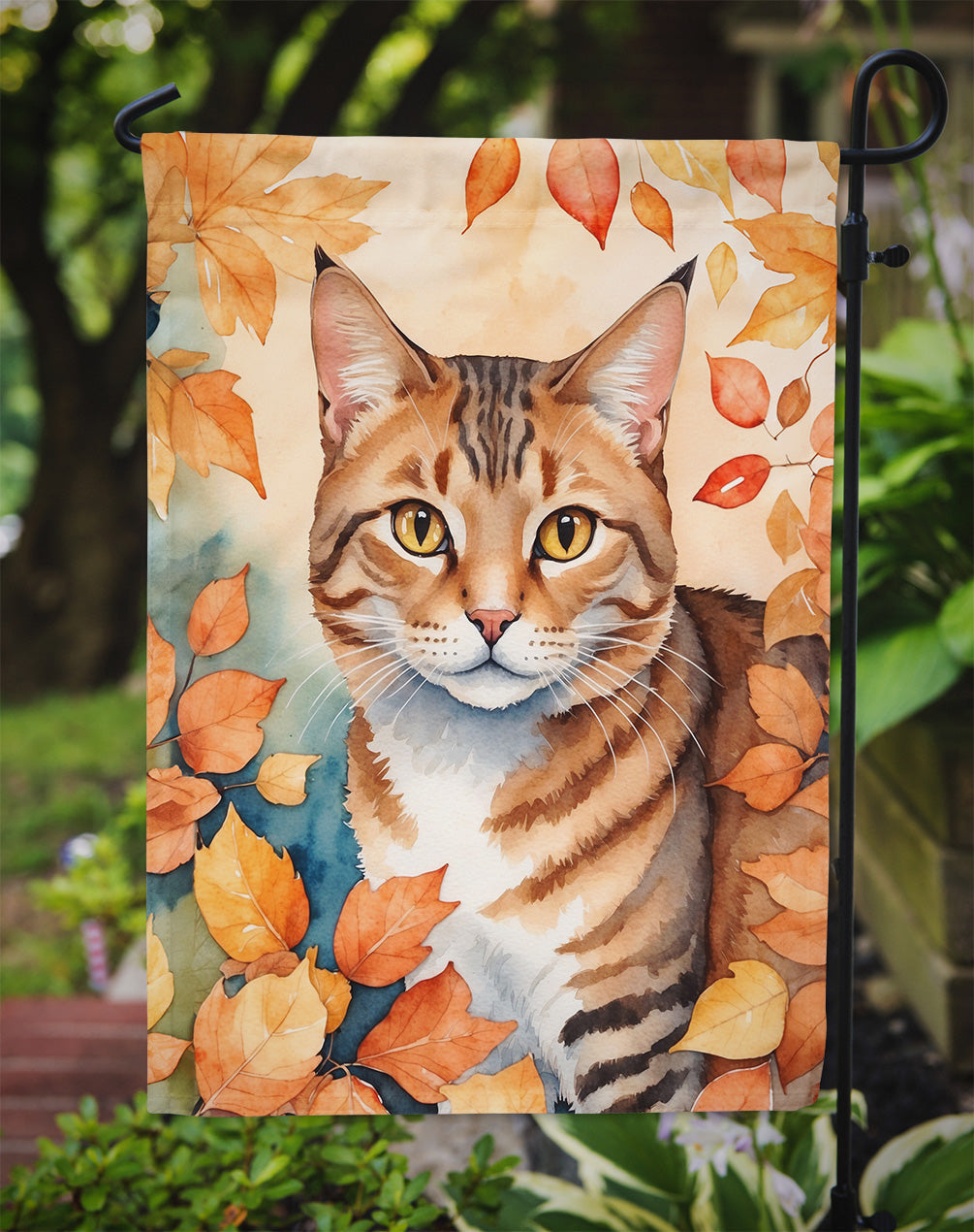 Aegean Cat in Fall Leaves Garden Flag Mailbox Decorative Yard Banner Outside Patio Artwork for Flower Beds, Garden Size, Multicolor