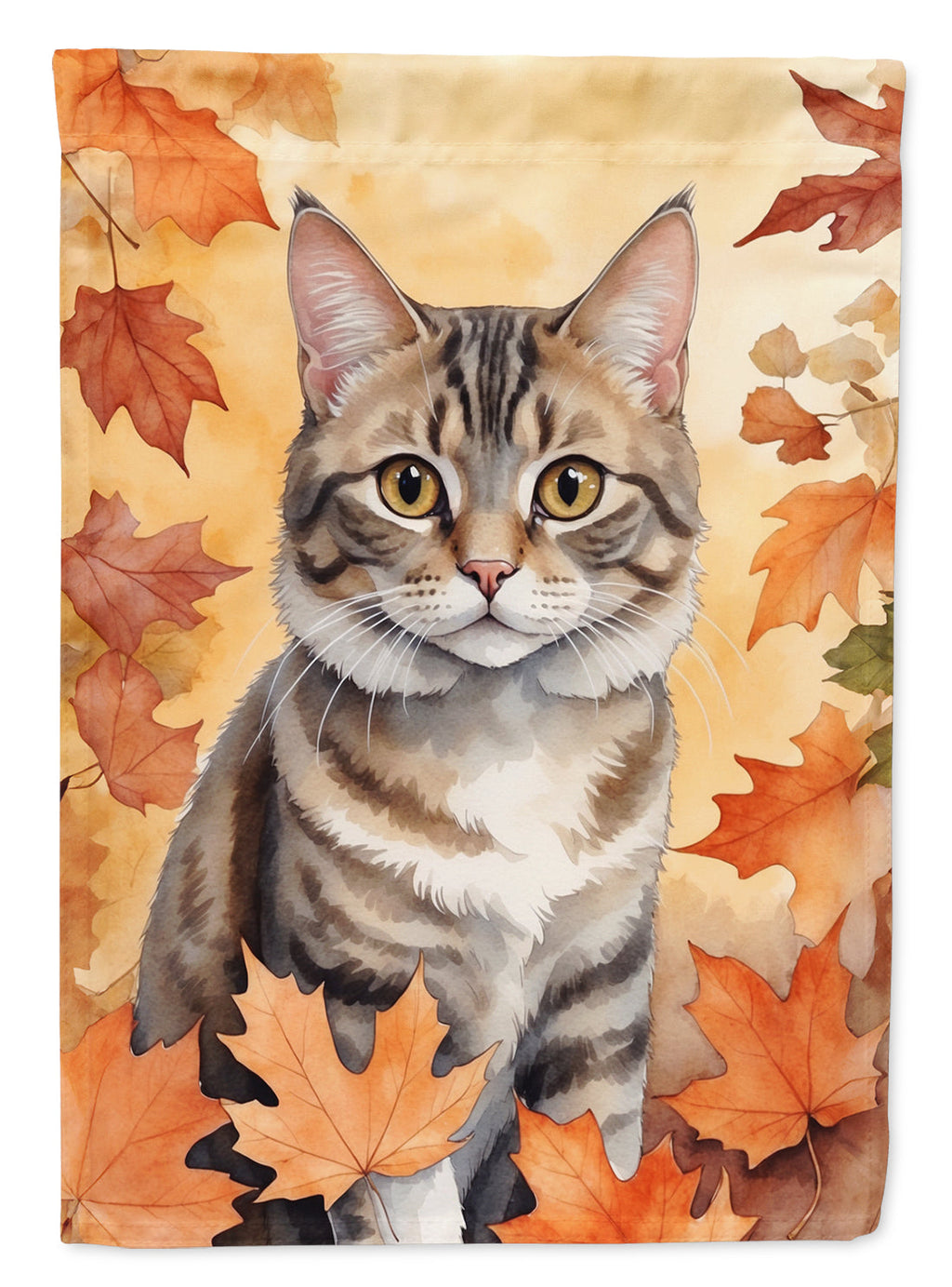 American Bobtail Cat in Fall Leaves Garden Flag Mailbox Decorative Yard Banner Outside Patio Artwork for Flower Beds, Garden Size, Multicolor
