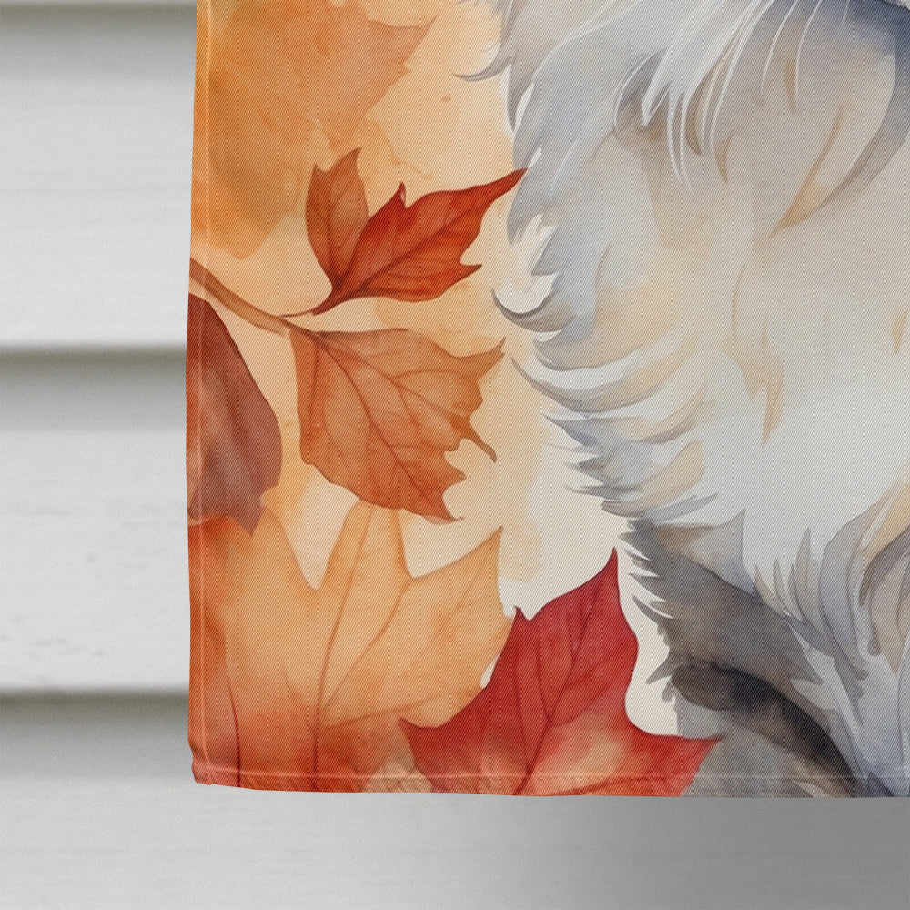 American Curl Cat in Fall Leaves House Flag 28x40 Porch Sleeve Pole Decorative Outside Yard Banner Artwork Wall Hanging, Polyester