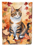 American Polydactyl Cat in Fall Leaves House Flag 28x40 Porch Sleeve Pole Decorative Outside Yard Banner Artwork Wall Hanging, Polyester
